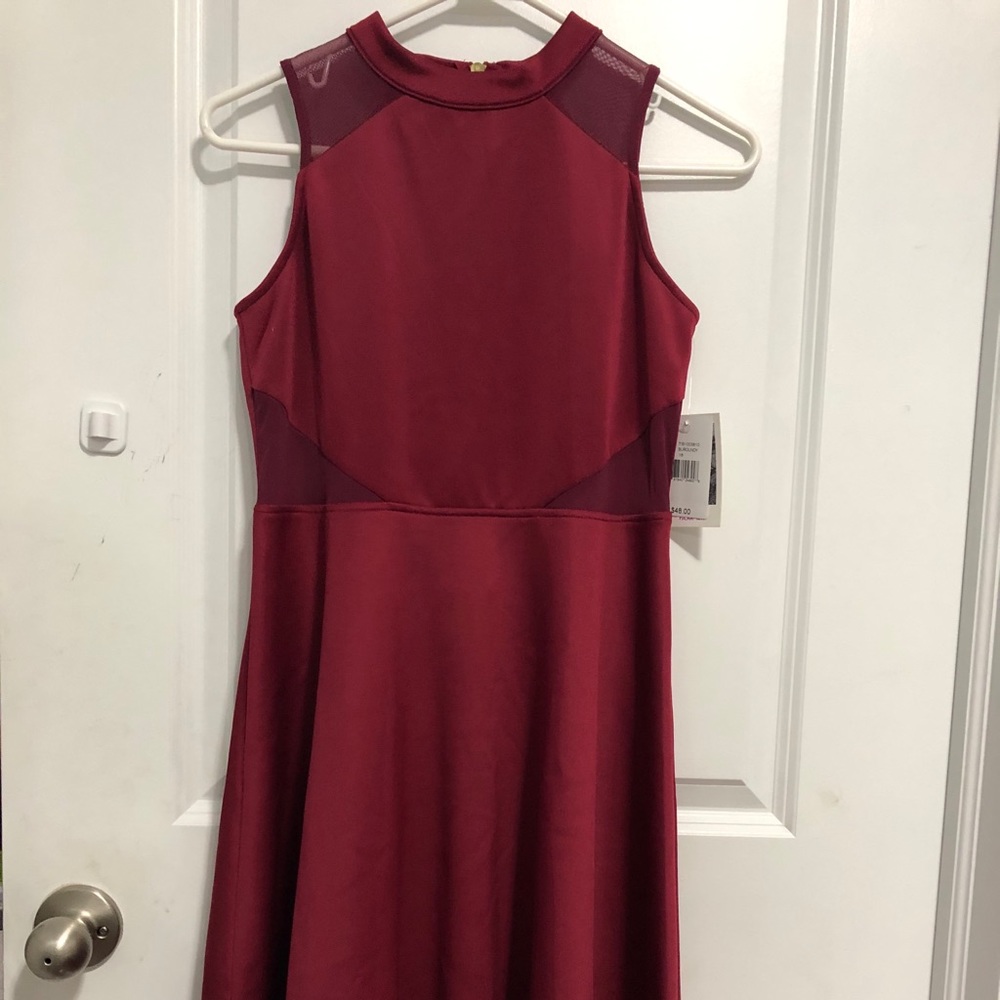 Red dress with mesh detailing